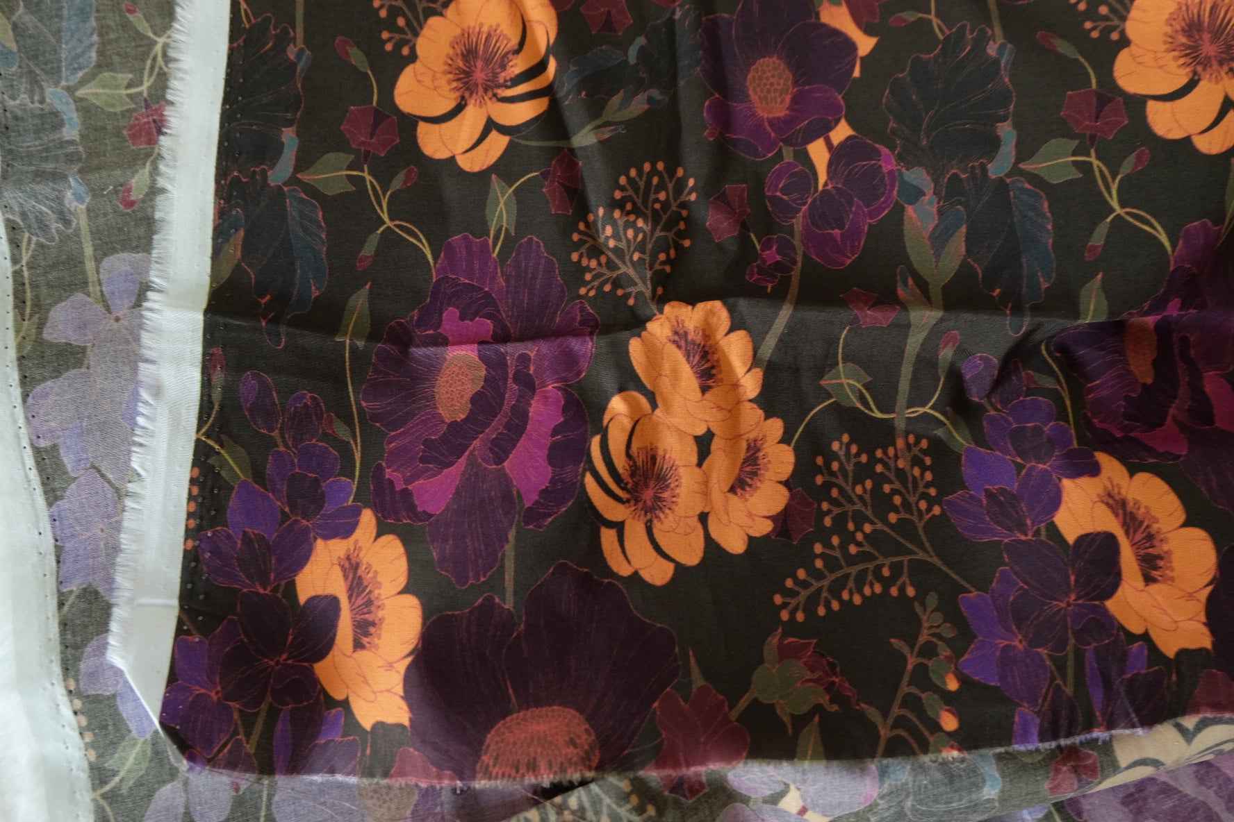 Dark Floral High-Density Cotton Poplin Fabric – 2.7 yd