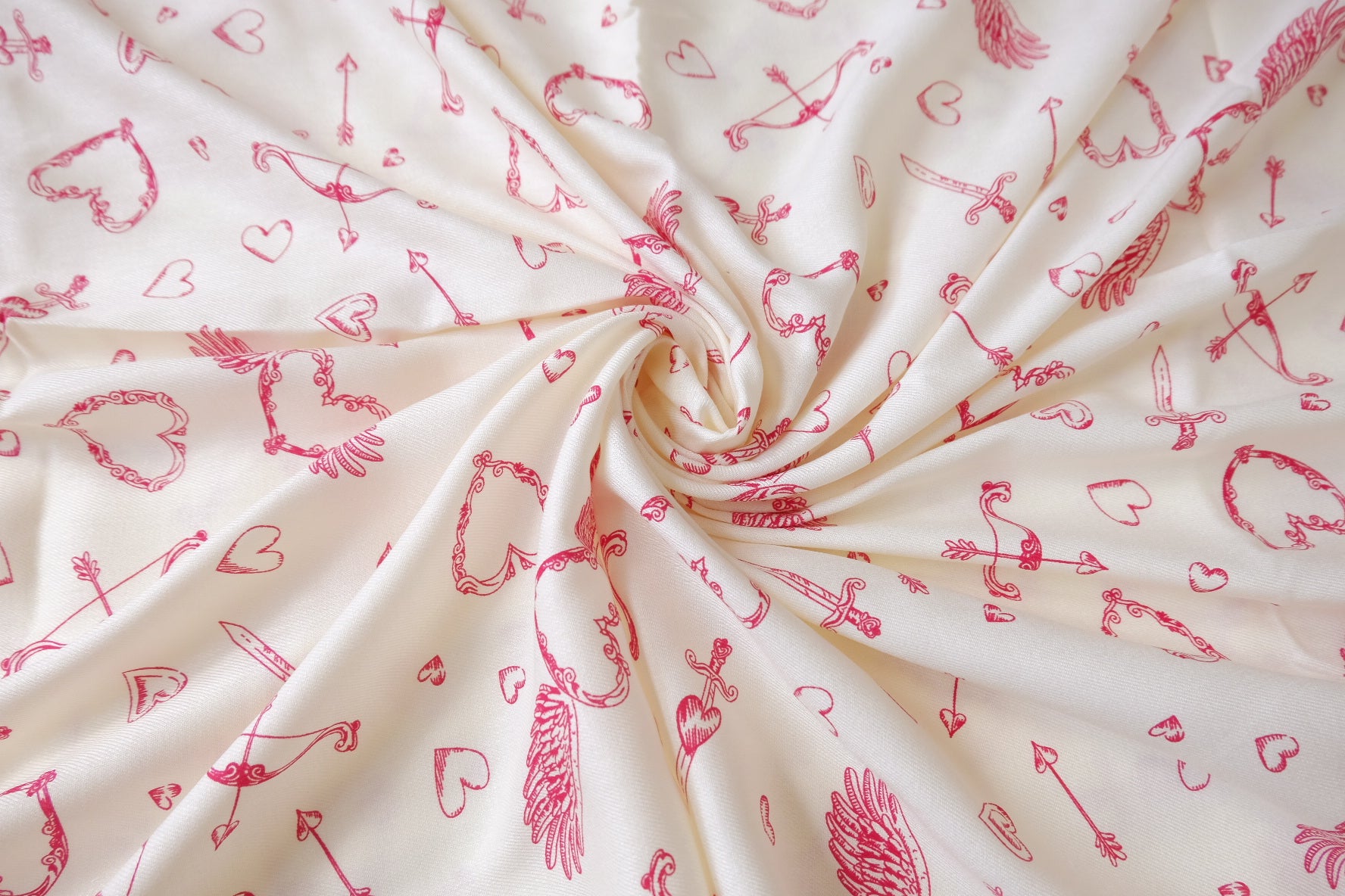 Soft Heart & Arrow Cotton Twill Fabric - 2.19 yd