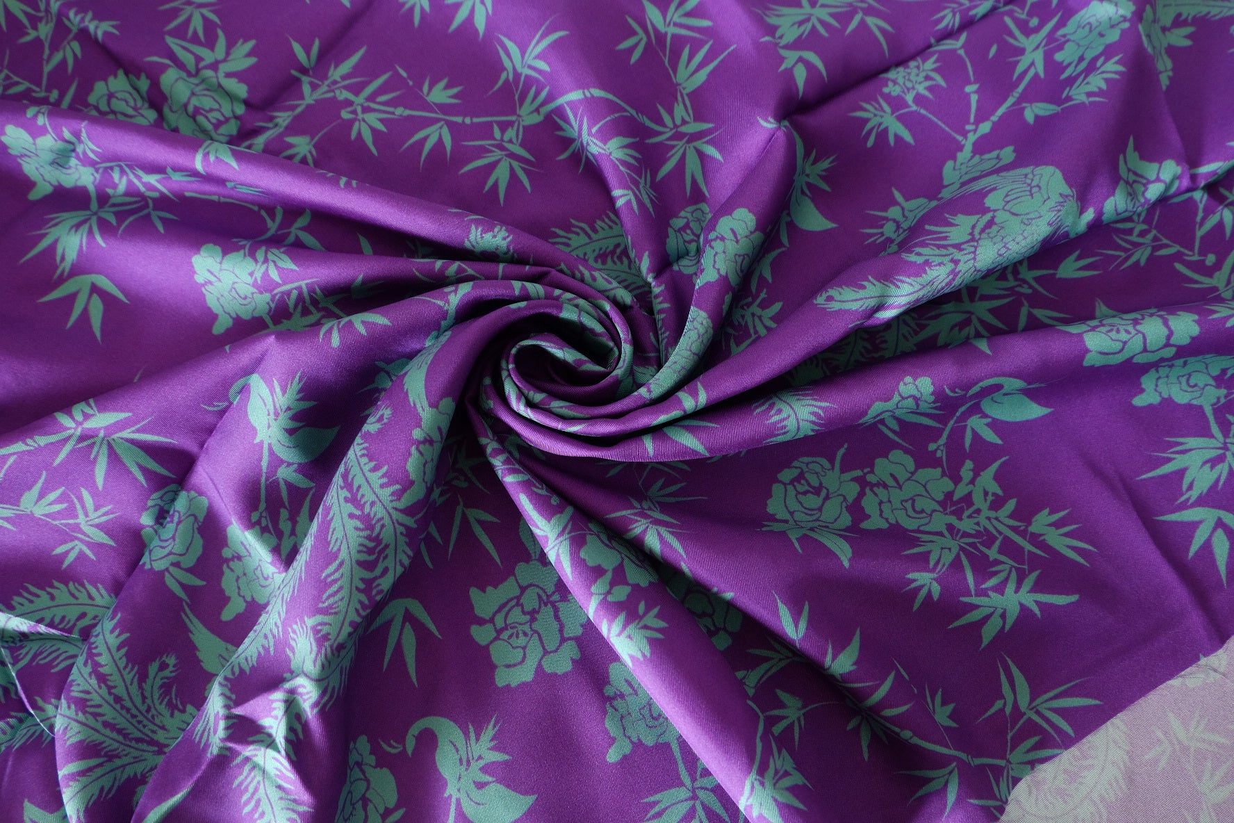 Imperial Purple Phoenix & Peony Mulberry Silk Twill – 3.28 yd
