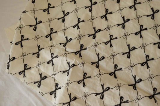 Black Bow Embroidered Cotton – 2.2 yd