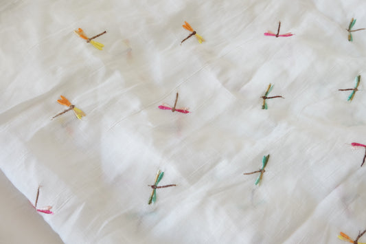 Colorful Dragonflies Embroidered Cotton Lyocell – 1.9 Yards