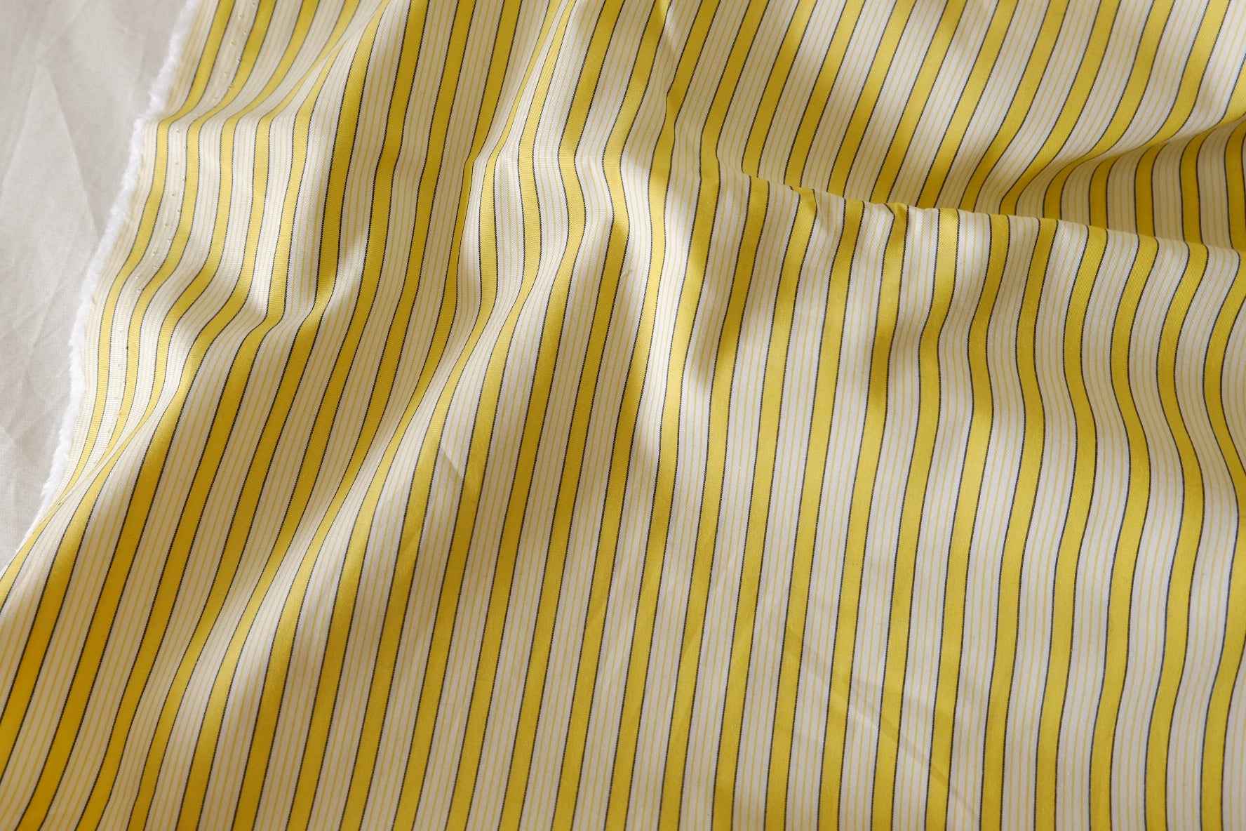 Yellow Striped Crisp Cotton Poplin Fabric – 2.2 yd