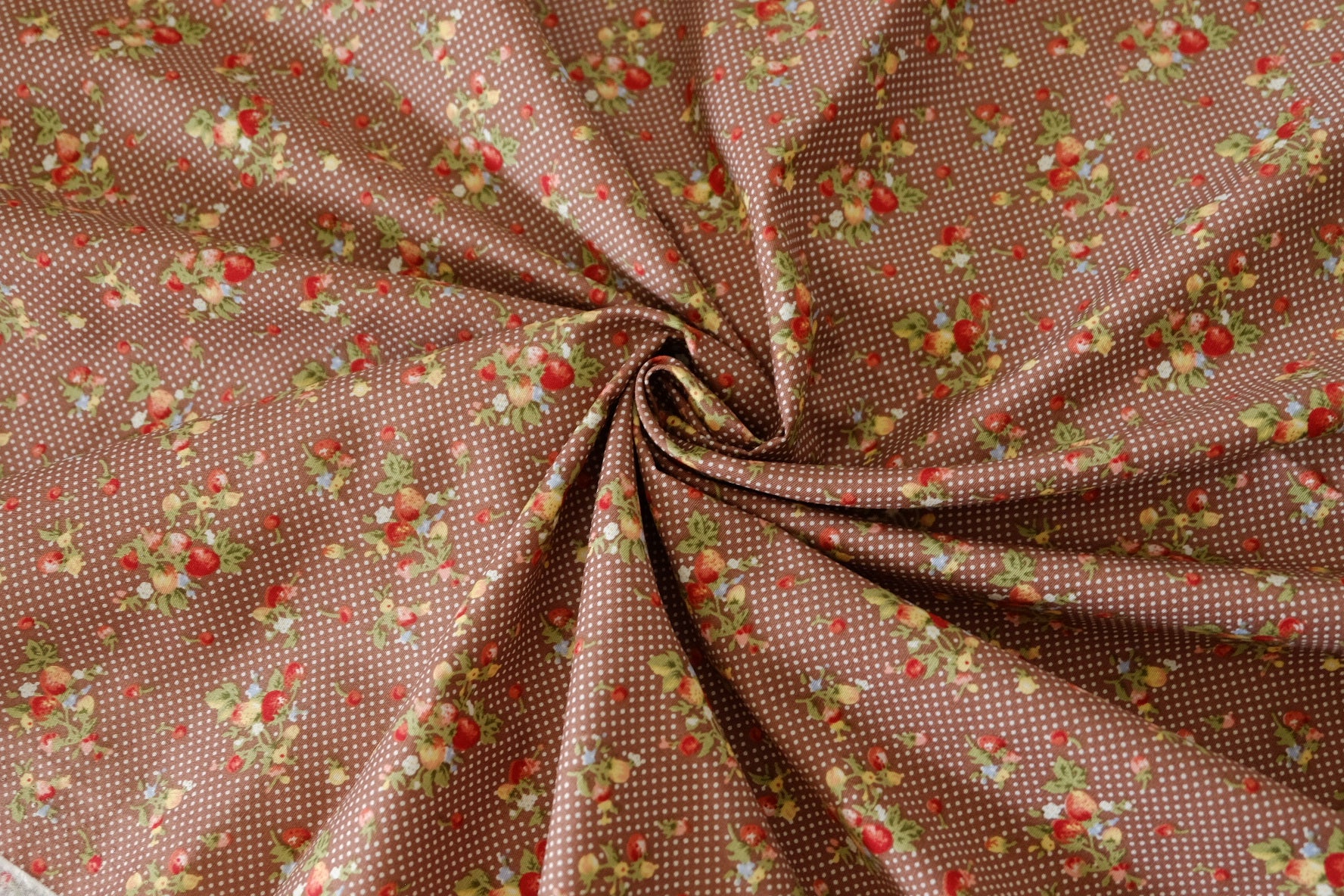 Chocolate Strawberry Dot Cotton – 2.2 yd
