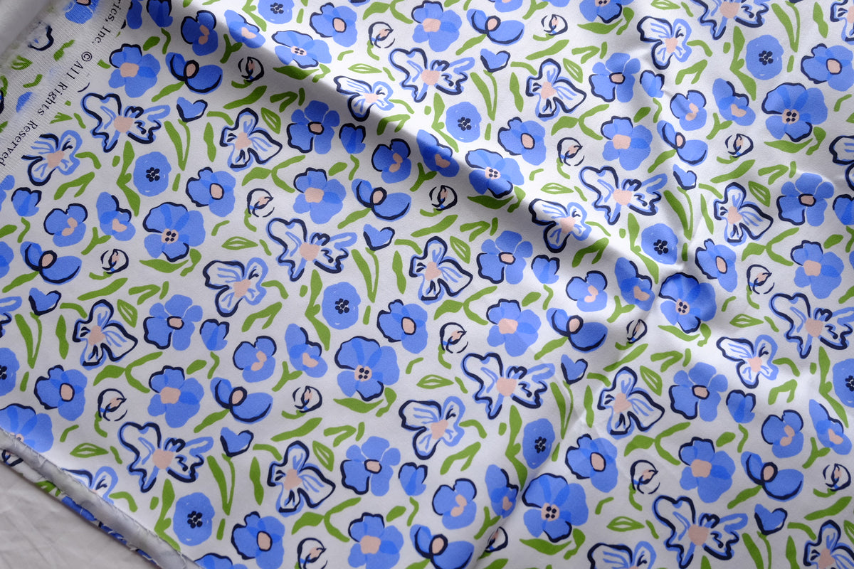 Blue Floral Cotton Twill – 2.2 yd