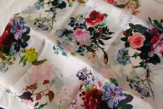 Painterly Floral Pure Silk Organza Fabric – 1.6 yd