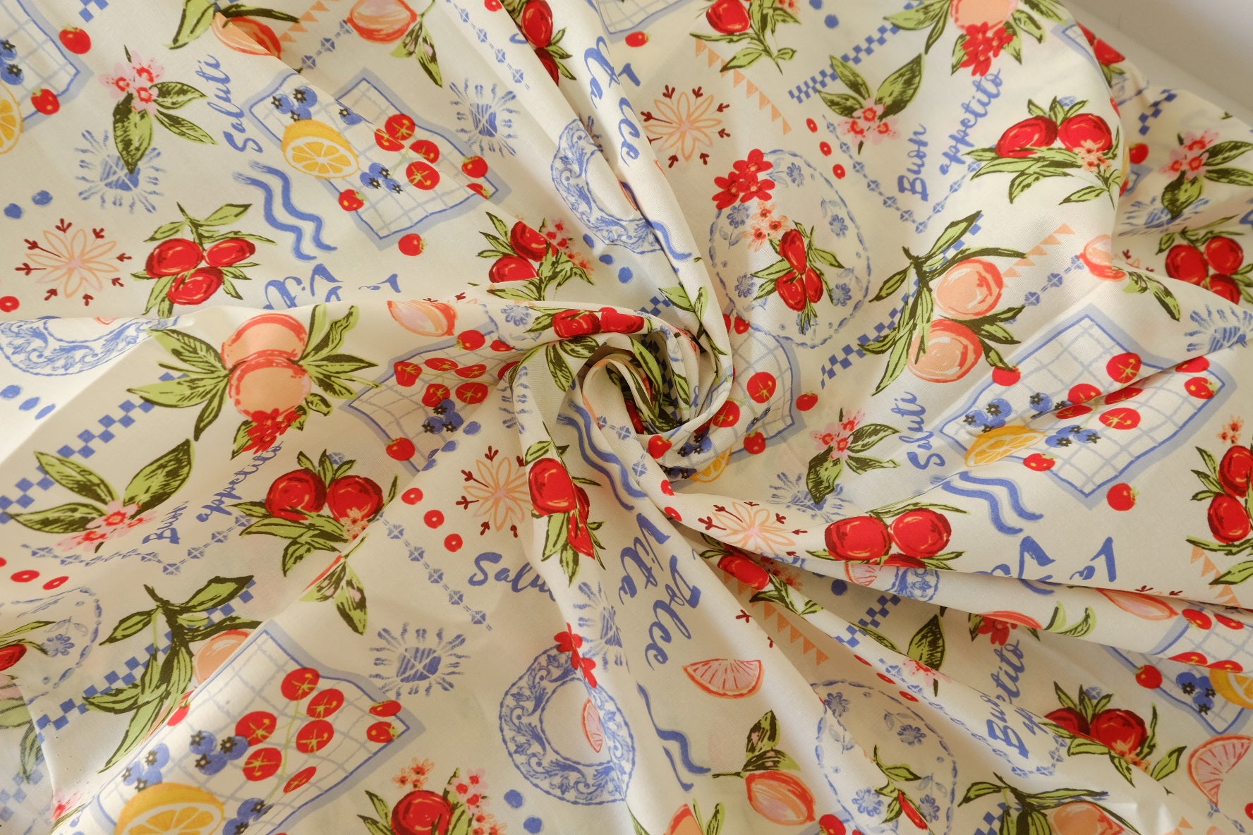 Italian Kitchen Stretch Cotton Poplin Fabric – 3.3 yd