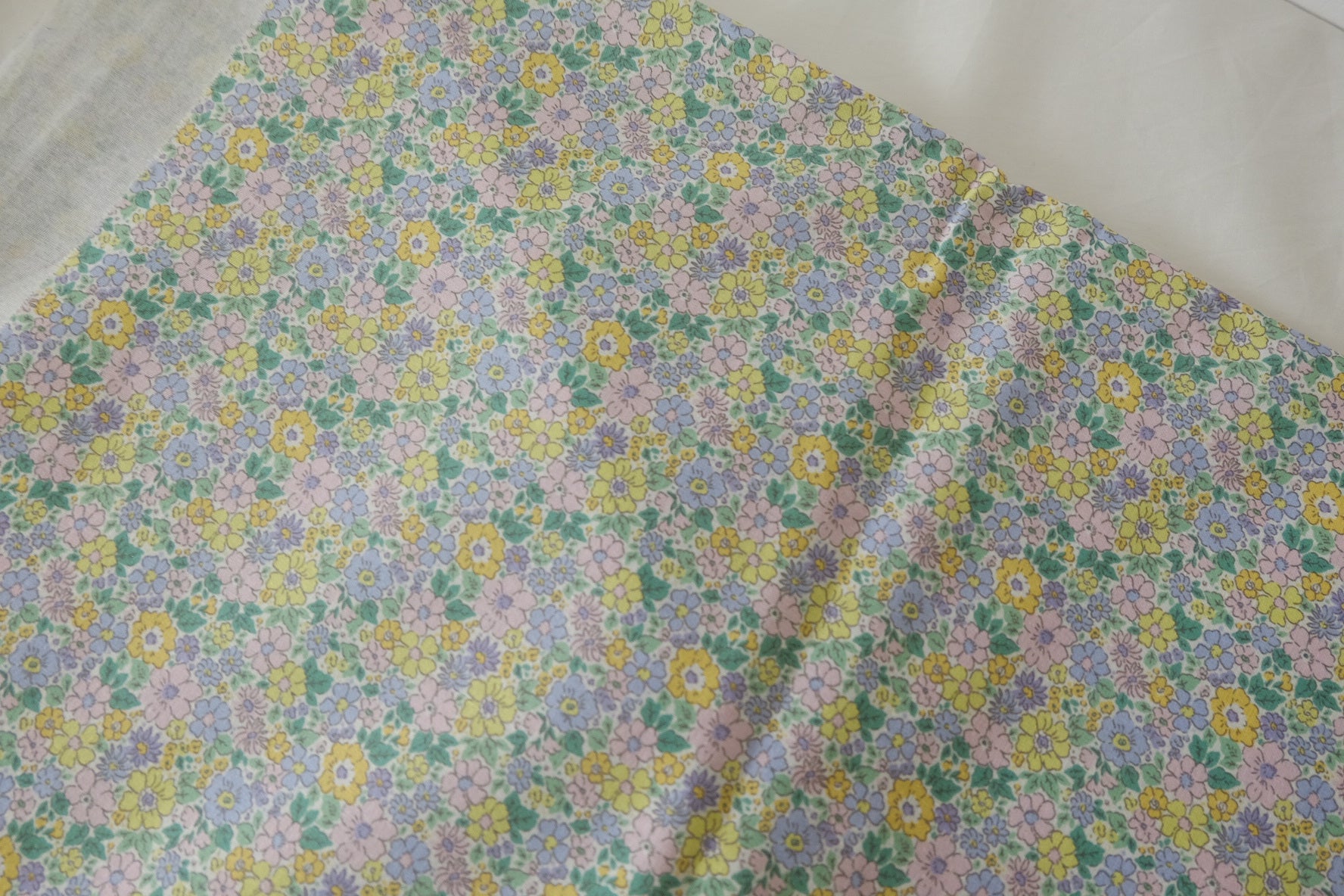 Pastel Mini Floral Cotton Linen Blend Fabric – 2.2 yd