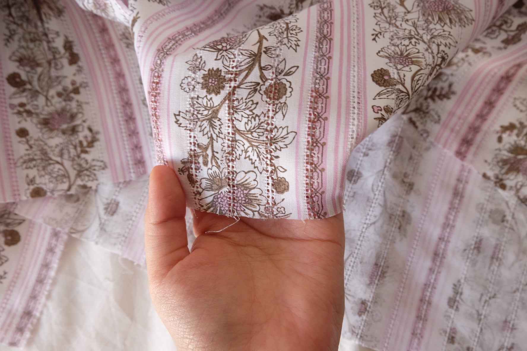 Pink Botanical Stripe Cotton Jacquard Fabric – 3.3 yd
