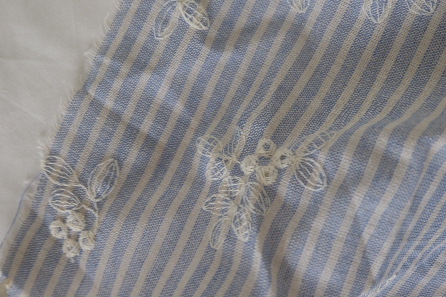 Embroidered Striped Poly Cotton Fabric – 2.2 yd