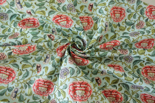 Cotton Floral Print Fabric – Vintage Peony Design – 2.2 yd