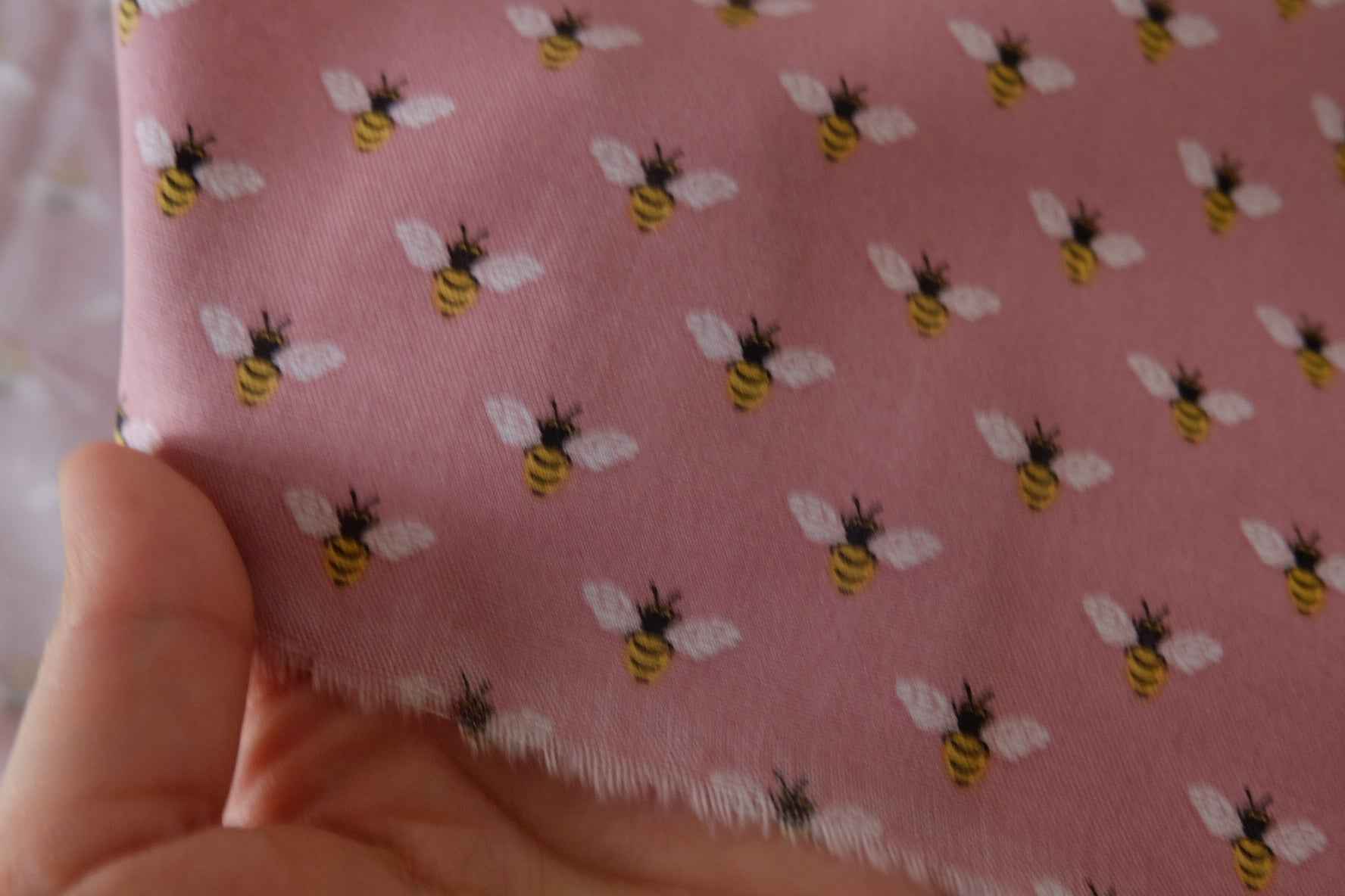 Little Bees Pink Cotton Fabric – 1.6 yd