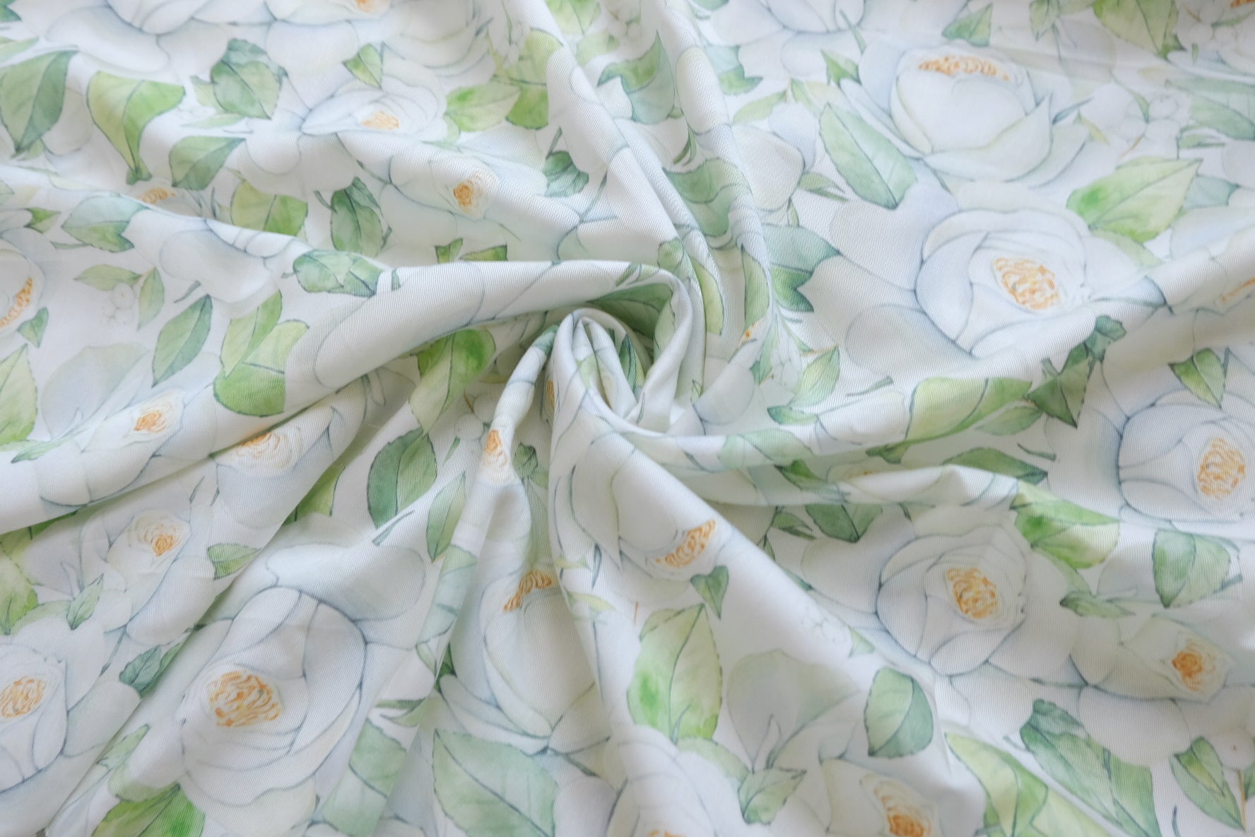 White Camellia Drapey Twill Tencel Fabric - 3.28 yd