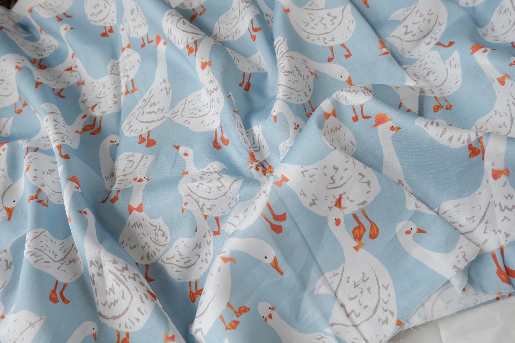 Blue Goose Cotton Sateen Fabric - 2.19 yd