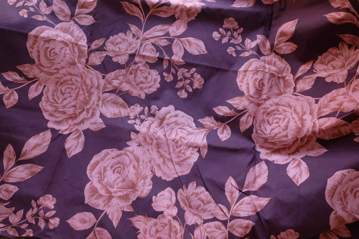 Vintage Rosewood Pink Roses Cotton Lawn Fabric – 2.73 yd