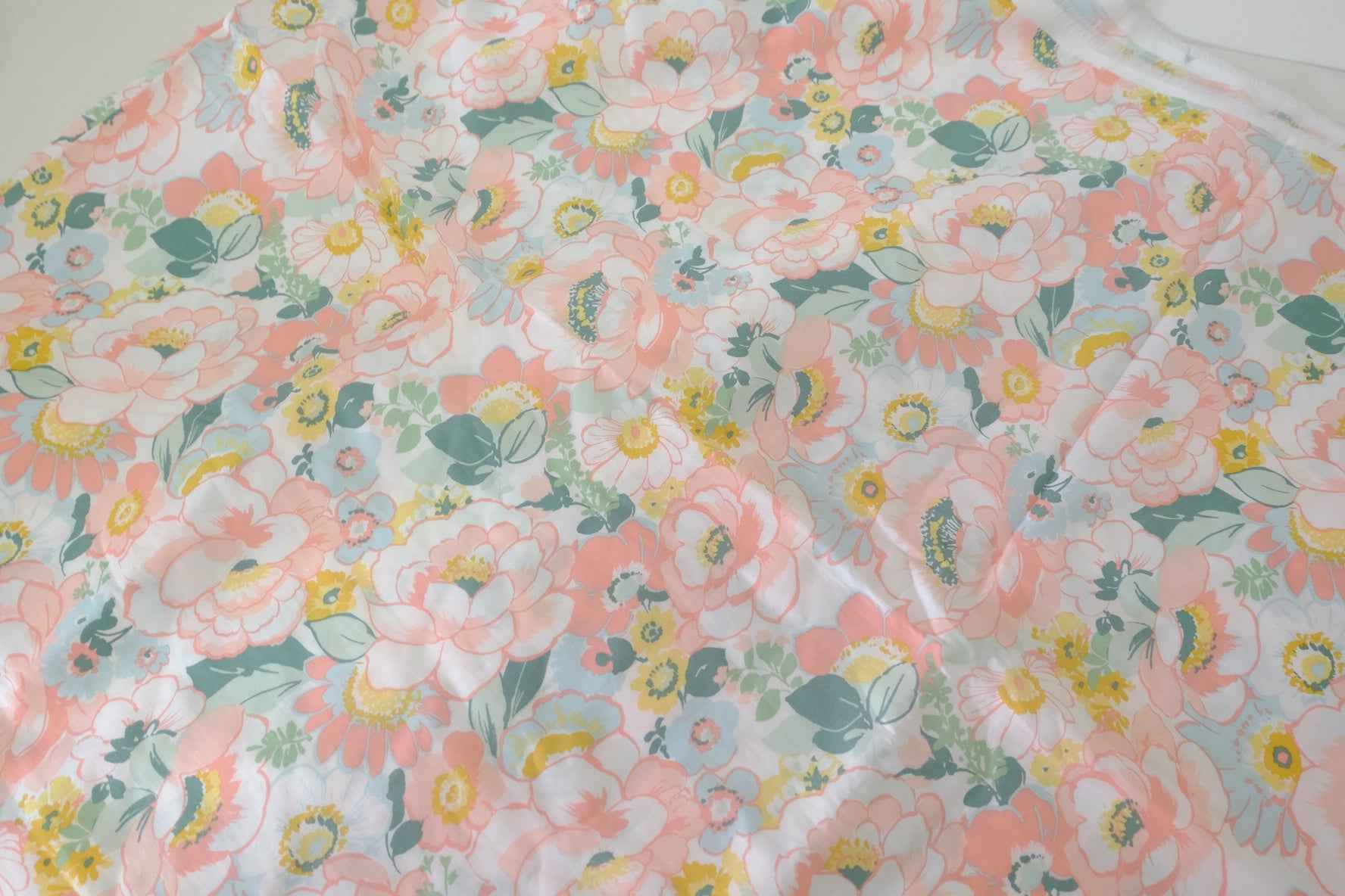 Soft Pastel Garden Floral Cotton Lawn Fabric – 2.2 yd