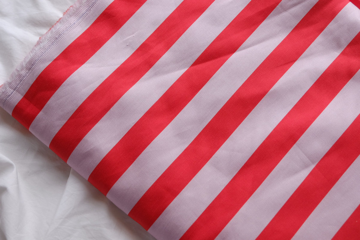 Red & Pink Stripe Cotton Twill – 1.9 yd