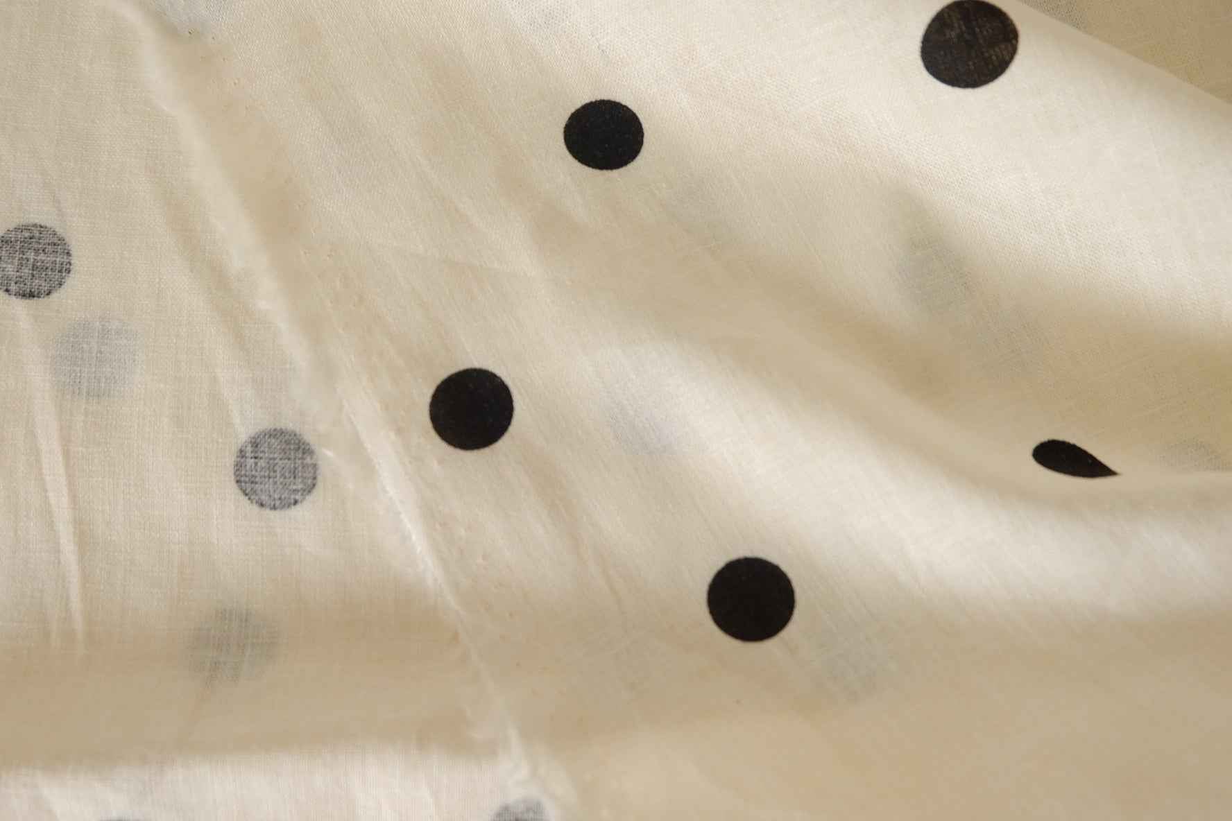 Ivory & Black Polka Dot Linen Fabric – 2.2 yd