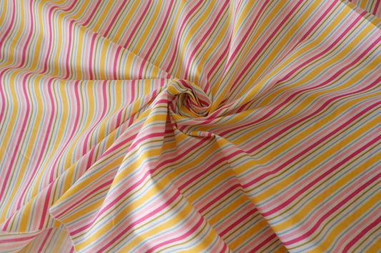 Colorful Striped 60s Cotton Poplin Fabric – 2.2 yd