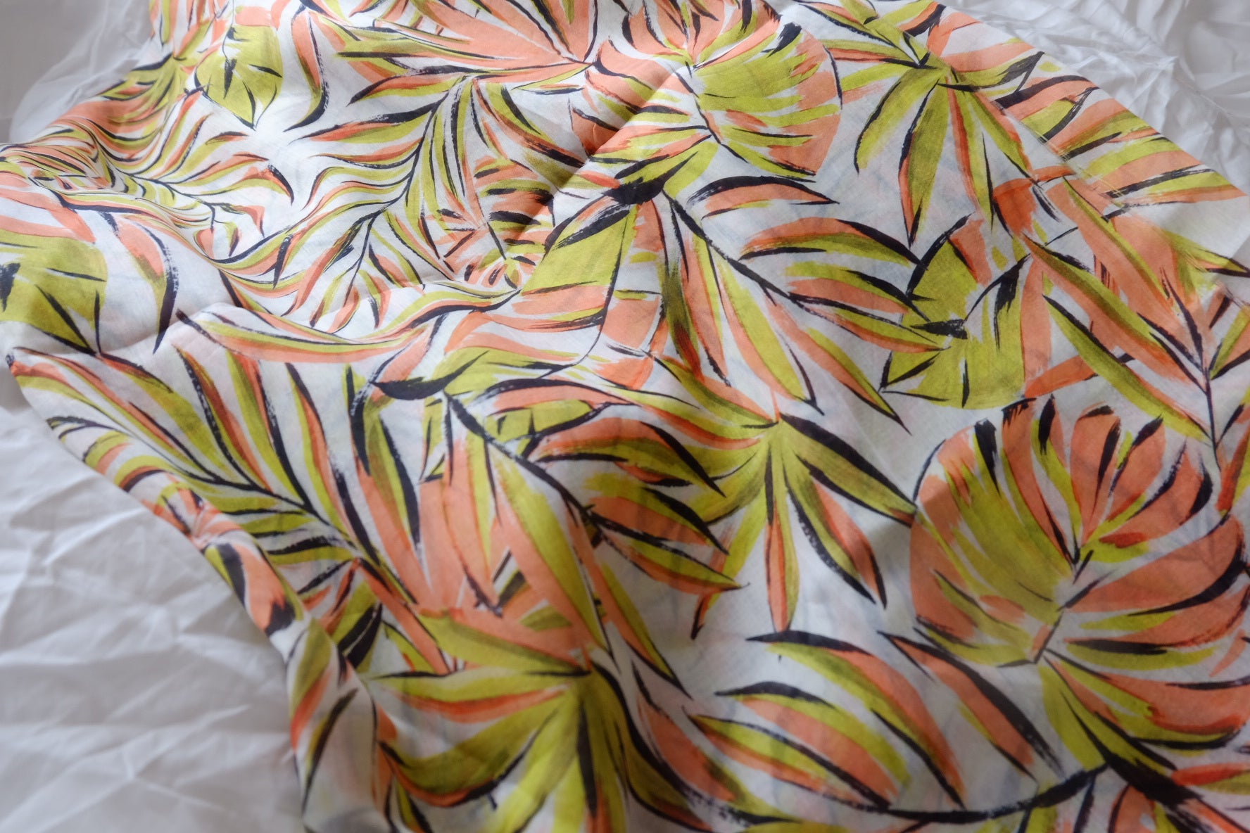 Tropical Leaf Tencel Linen Blend Fabric - 3.28 yd
