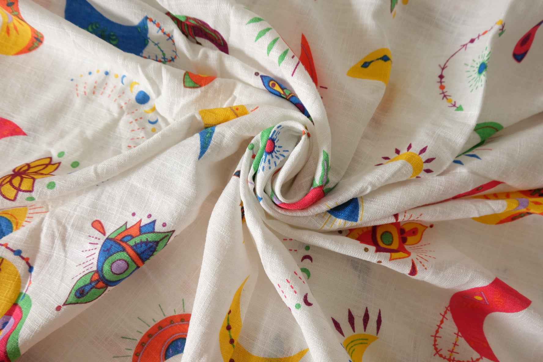 Sun Moon Print Lightweight Cotton Linen Fabric – 2.2 Yards