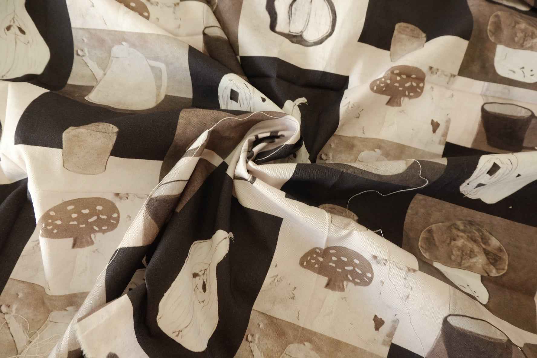 Neutral Kitchen Still Life Cotton Fabric – 1.9 yd