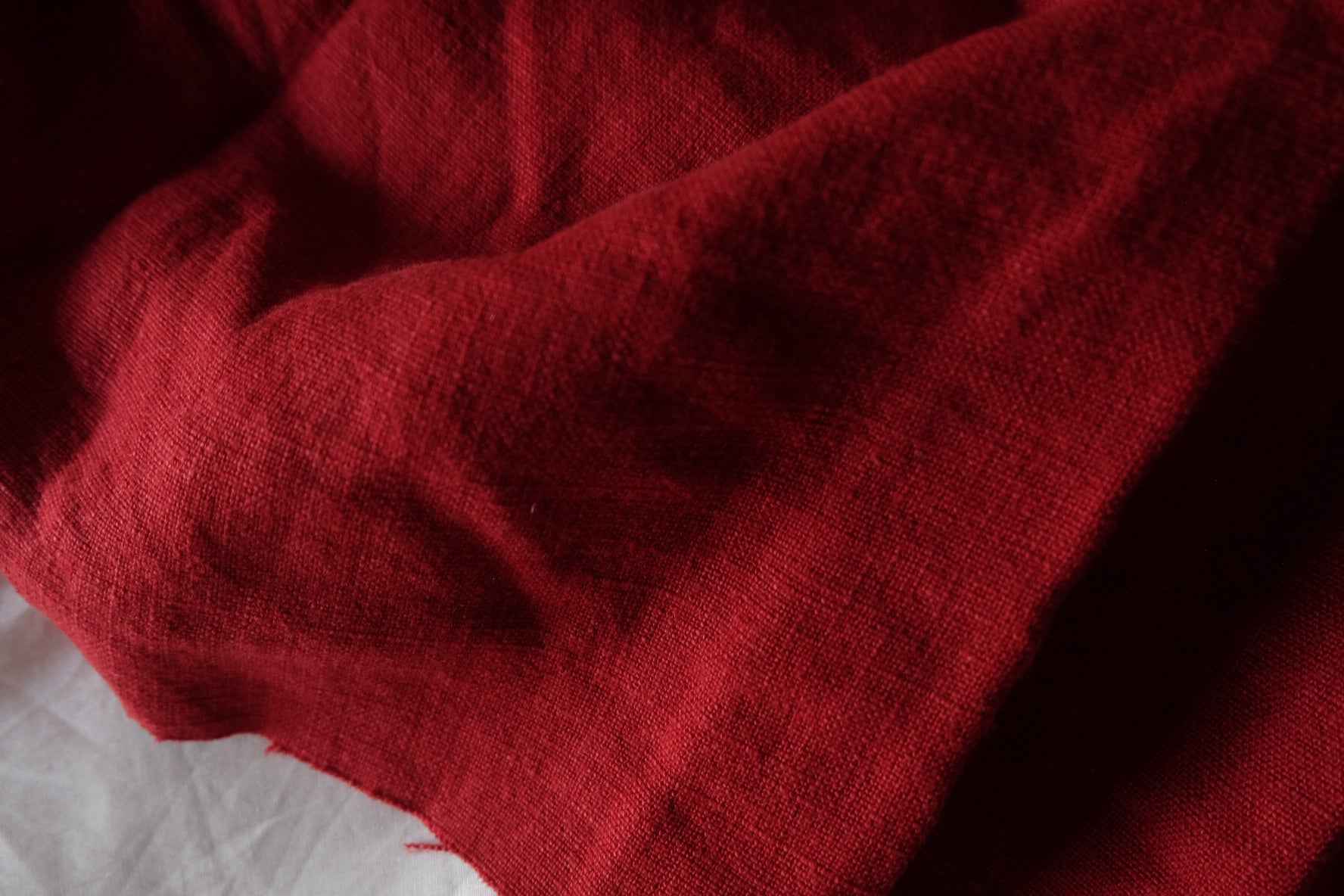 Deep Wine Red Heavyweight Pure Linen Fabric – 2.2 yd