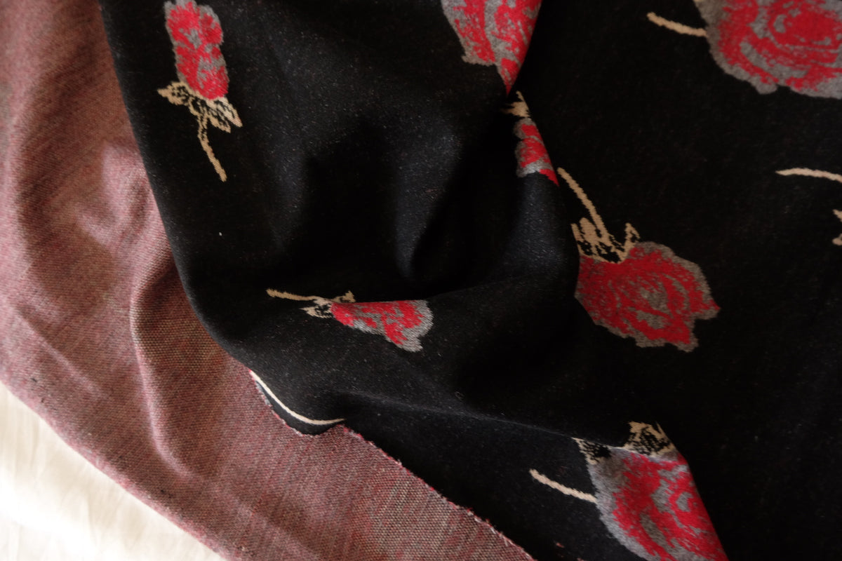 Midnight Roses – Cotton Blend Floral Knit Fabric | 2.2 Yards