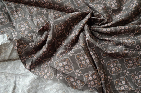 Charcoal Tile Print Cotton Lawn Fabric - 2.19 yd