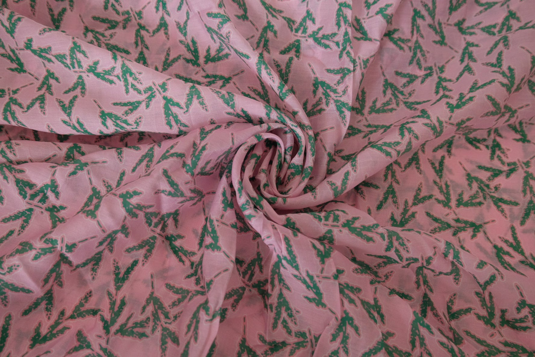 Pink Leaf Print Tencel Nylon Blend Fabric – 3.3 yd
