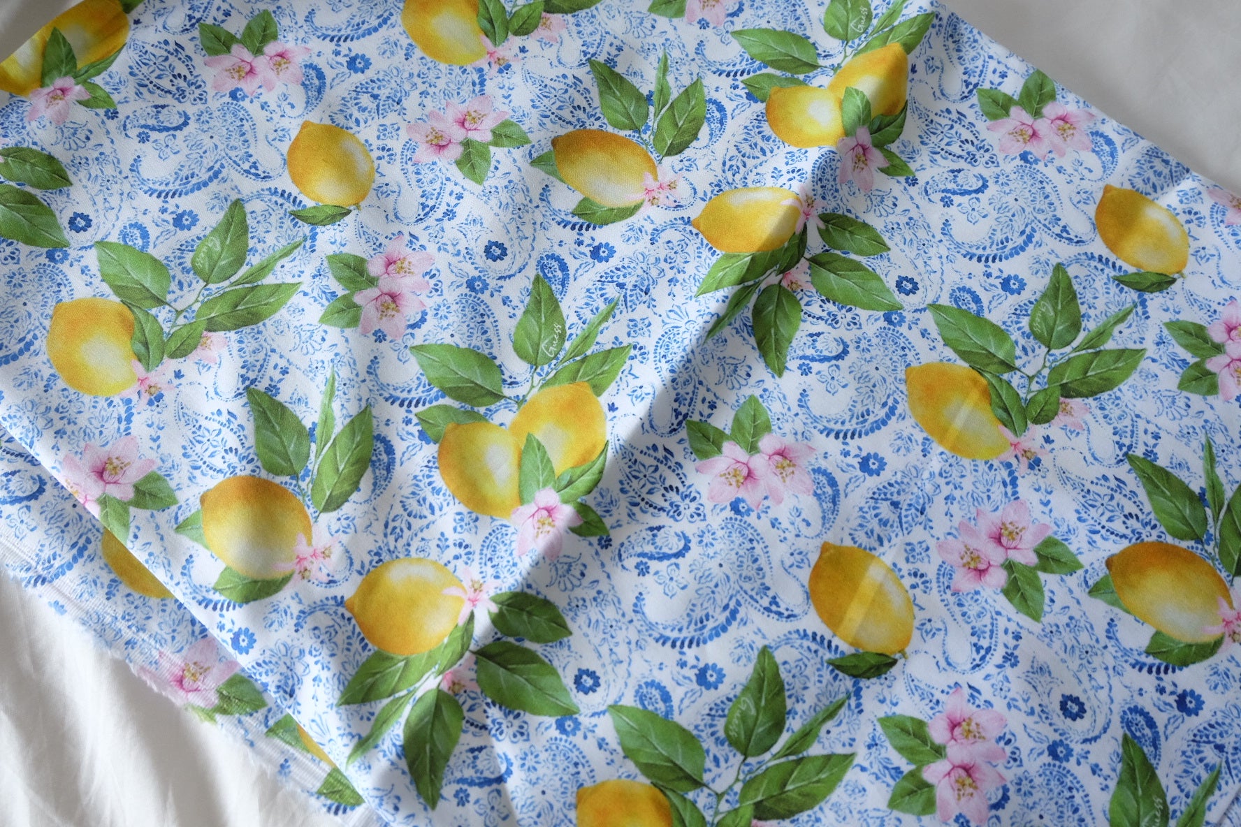 Lemon Blossom Cotton Sateen Fabric – 3.3 yd