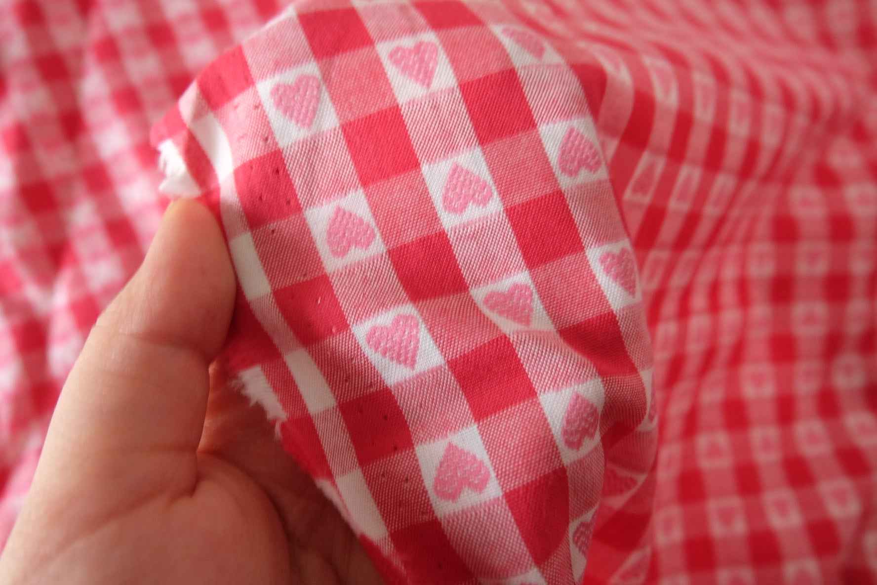 Red Heart Check Yarn Dyed Cotton Fabric – 1.6 yd