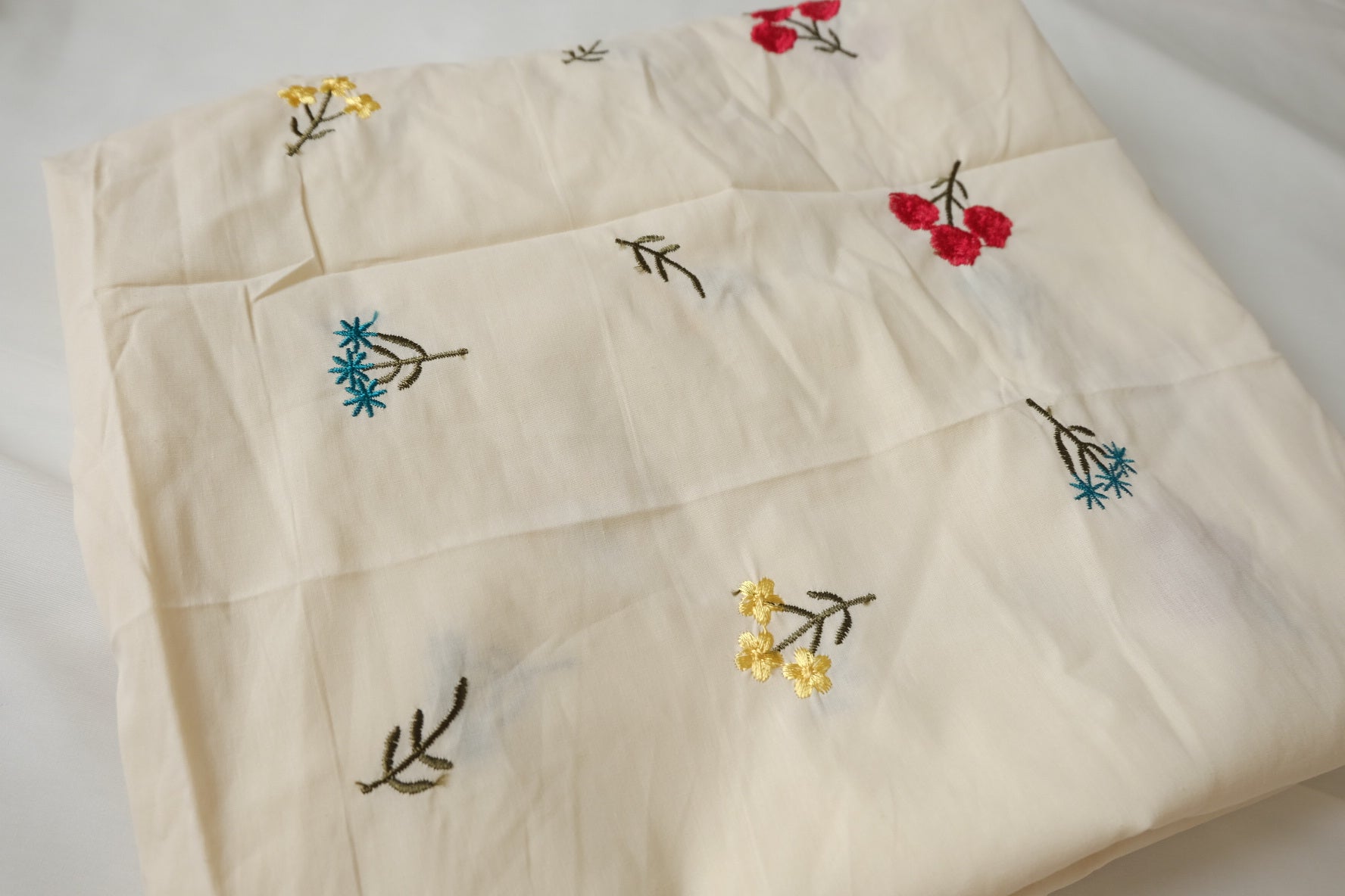 Embroidered Little Bouquet Cotton Poplin Fabric - 2.19 yd