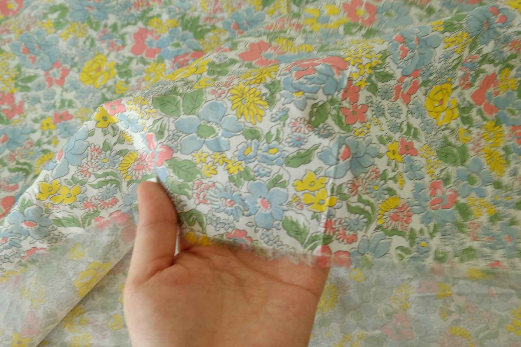 Pastel Floral Cotton Poplin Fabric – 3.3 yd