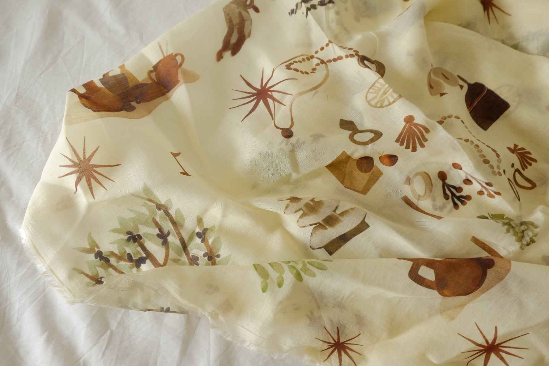 Whimsical Objects Print Tencel Ramie Fabric – 3.3 yd