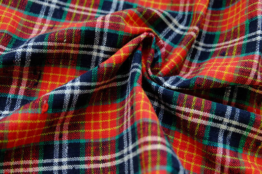 A000 Ember Glow: Northern Check Tǔbù in Ruby & Charcoal - 40cm Width - BUBBO