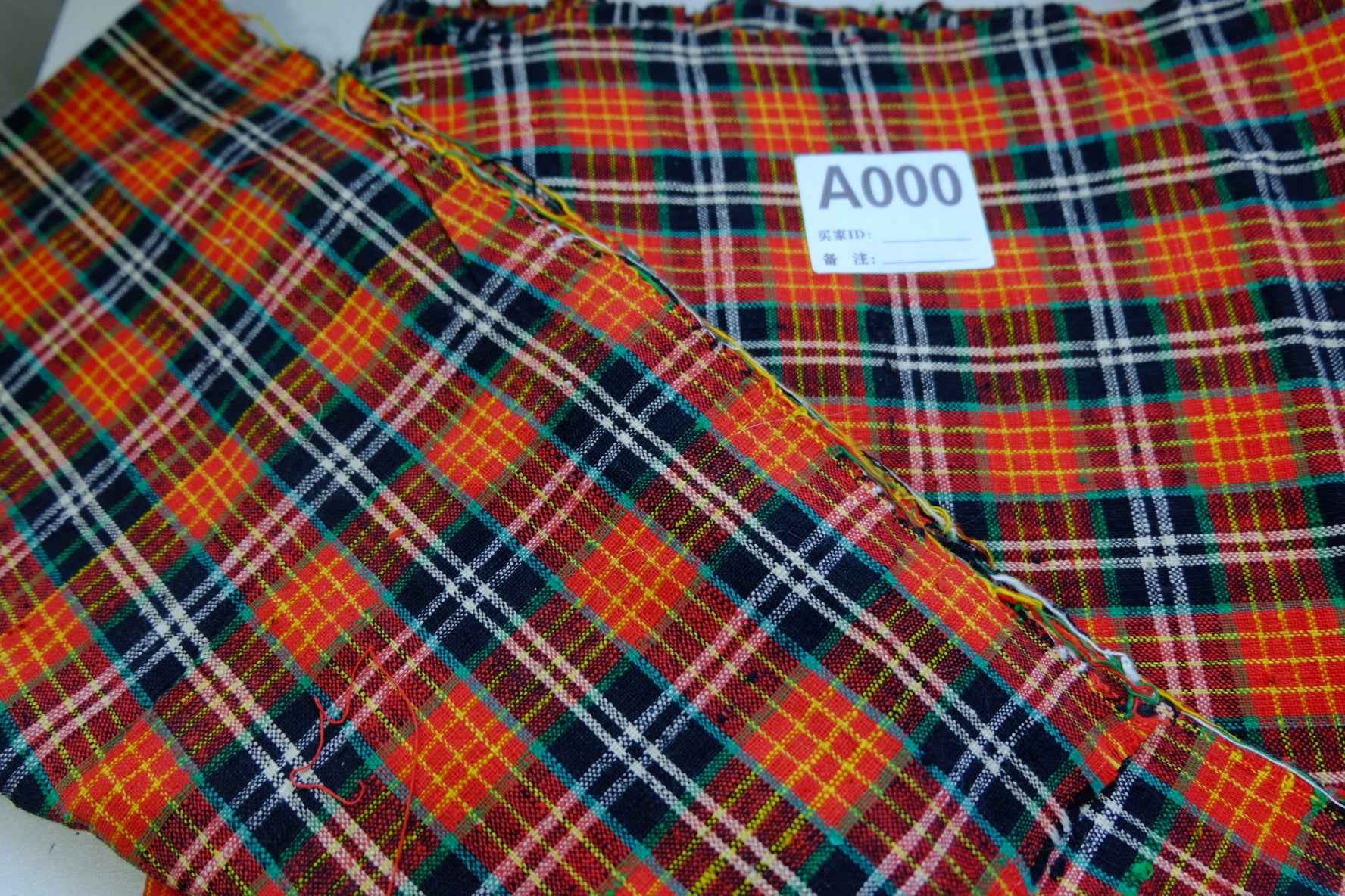 A000 Ember Glow: Northern Check Tǔbù in Ruby & Charcoal - 40cm Width - BUBBO