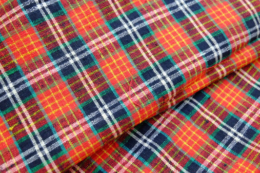 A000 Ember Glow: Northern Check Tǔbù in Ruby & Charcoal - 40cm Width - BUBBO