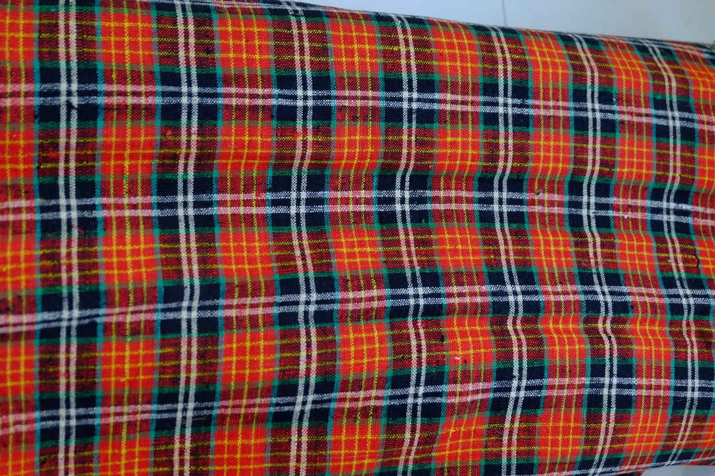 A000 Ember Glow: Northern Check Tǔbù in Ruby & Charcoal - 40cm Width - BUBBO