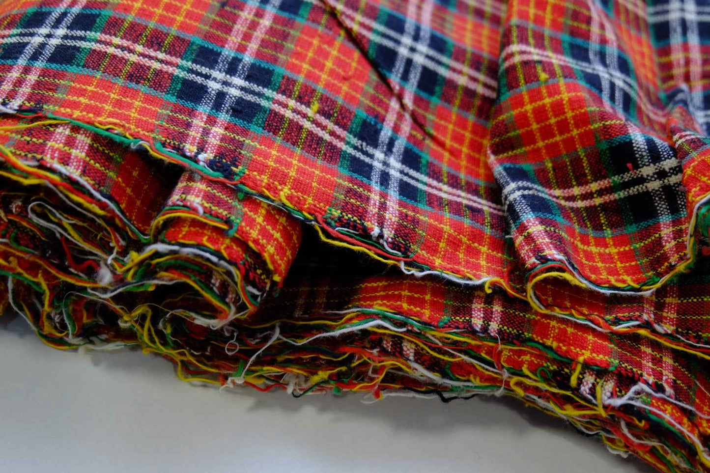 A000 Ember Glow: Northern Check Tǔbù in Ruby & Charcoal - 40cm Width - BUBBO