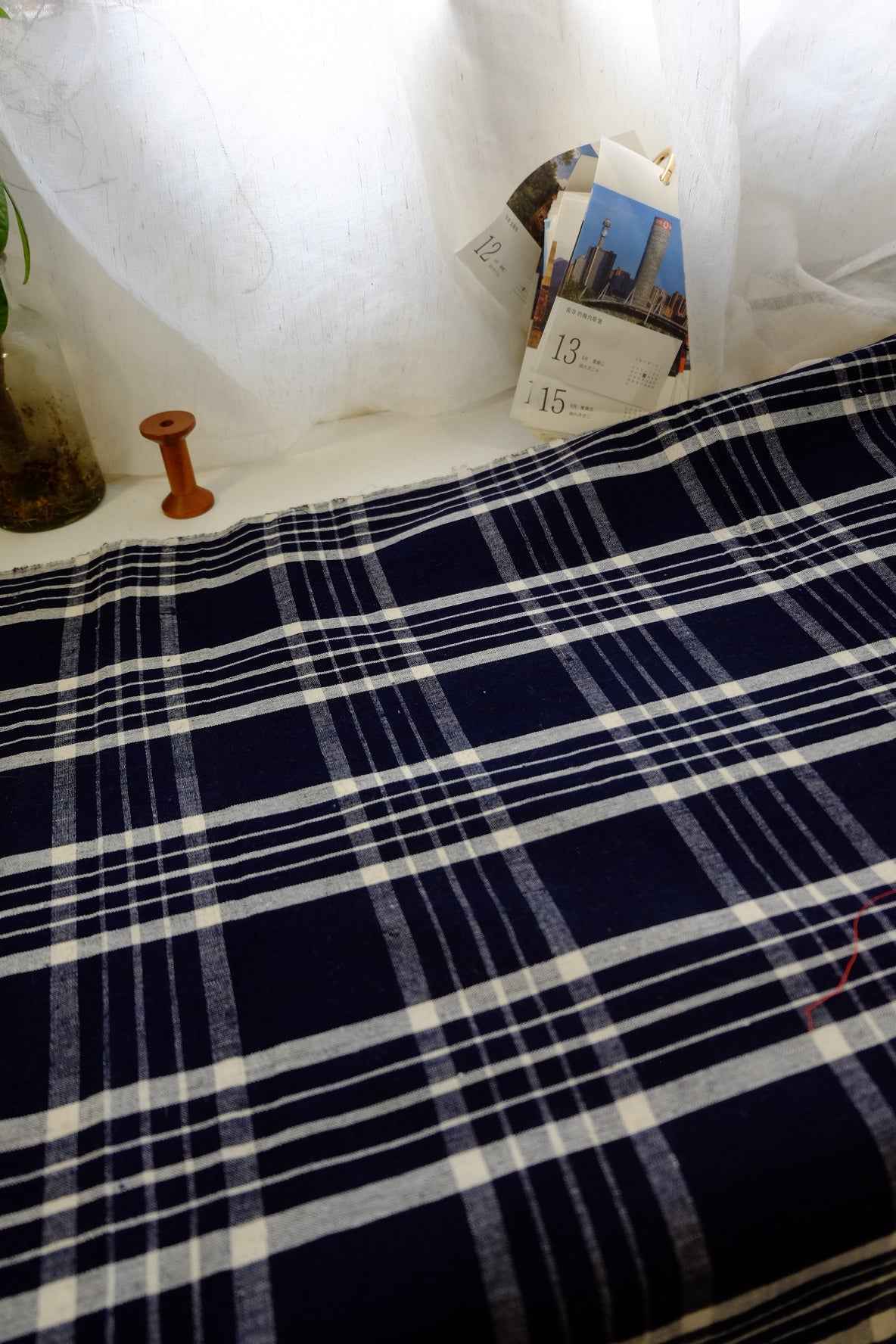 A002 Northern Graph: Black & White Check Tǔbù - 58.5cm Width - BUBBO