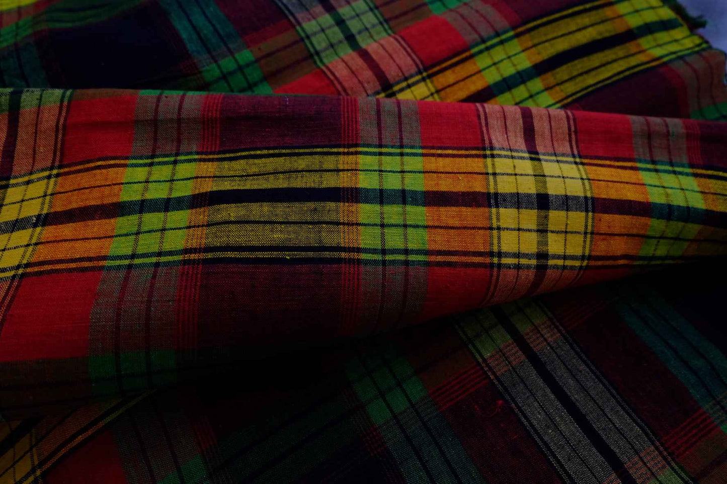 A003 Spice Bazaar: Northern Check Tǔbù in Ruby, Emerald & Gold - 53cm Width - BUBBO