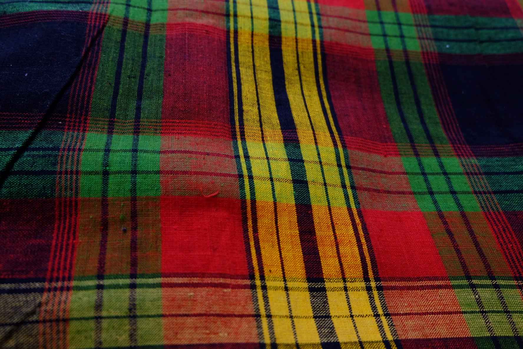 A003 Spice Bazaar: Northern Check Tǔbù in Ruby, Emerald & Gold - 53cm Width - BUBBO