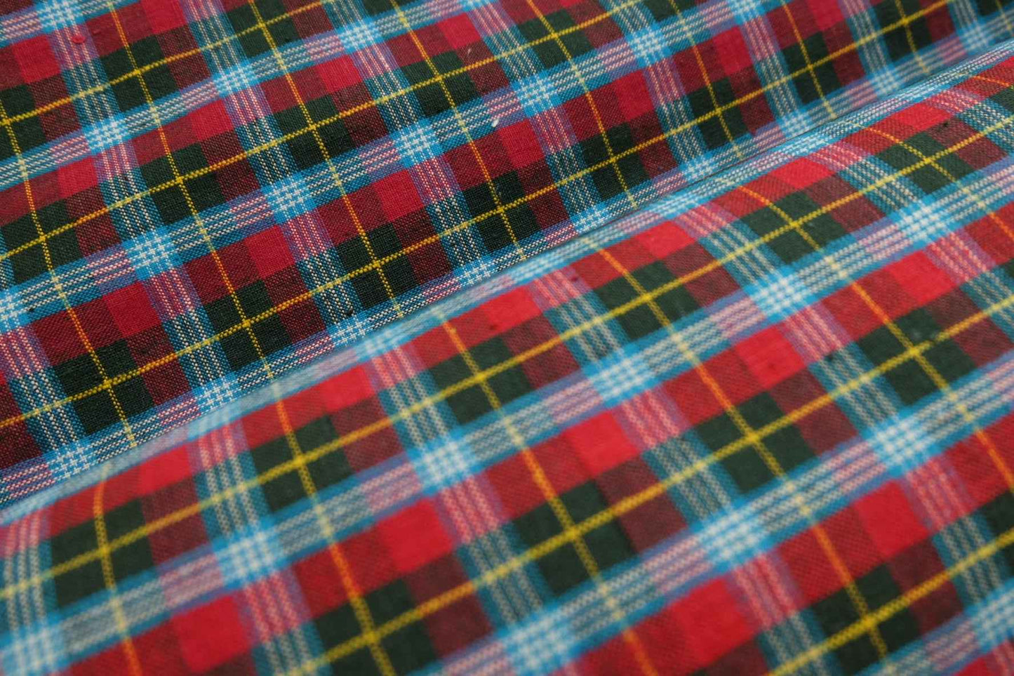 A007 Royal Plaid: Northern Tǔbù in Emerald & Crimson - 55cm Width - BUBBO