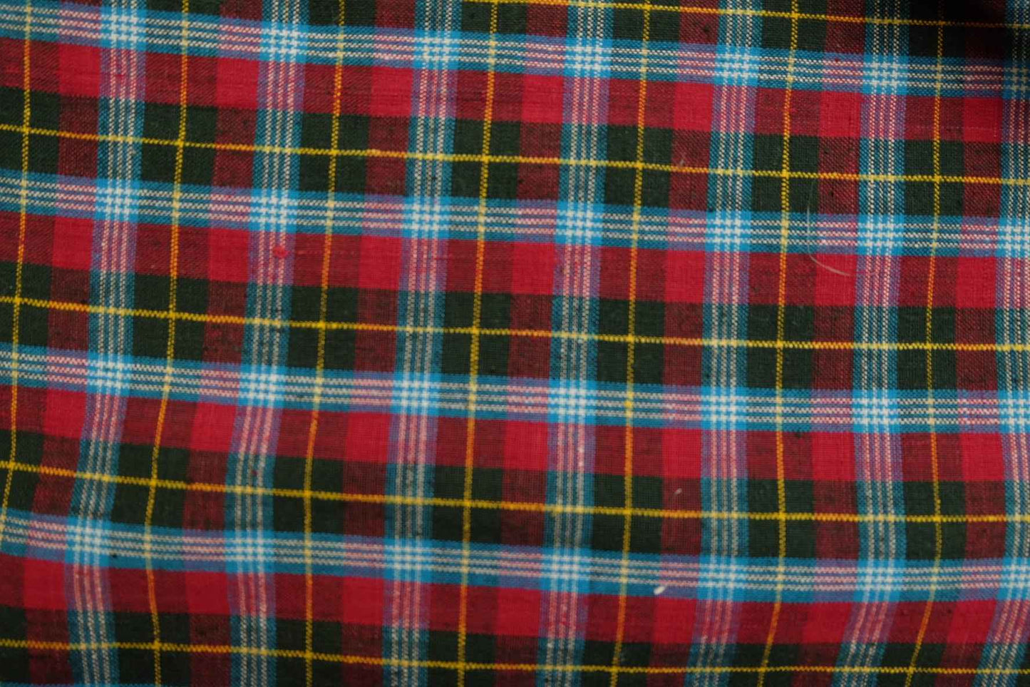 A007 Royal Plaid: Northern Tǔbù in Emerald & Crimson - 55cm Width - BUBBO