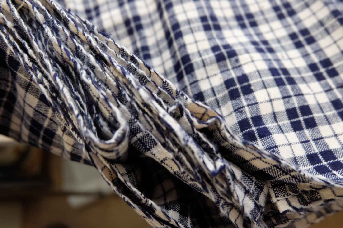 A008 Monochrome Masterpiece: Black & White Check Tǔbù - 53cm Width - BUBBO