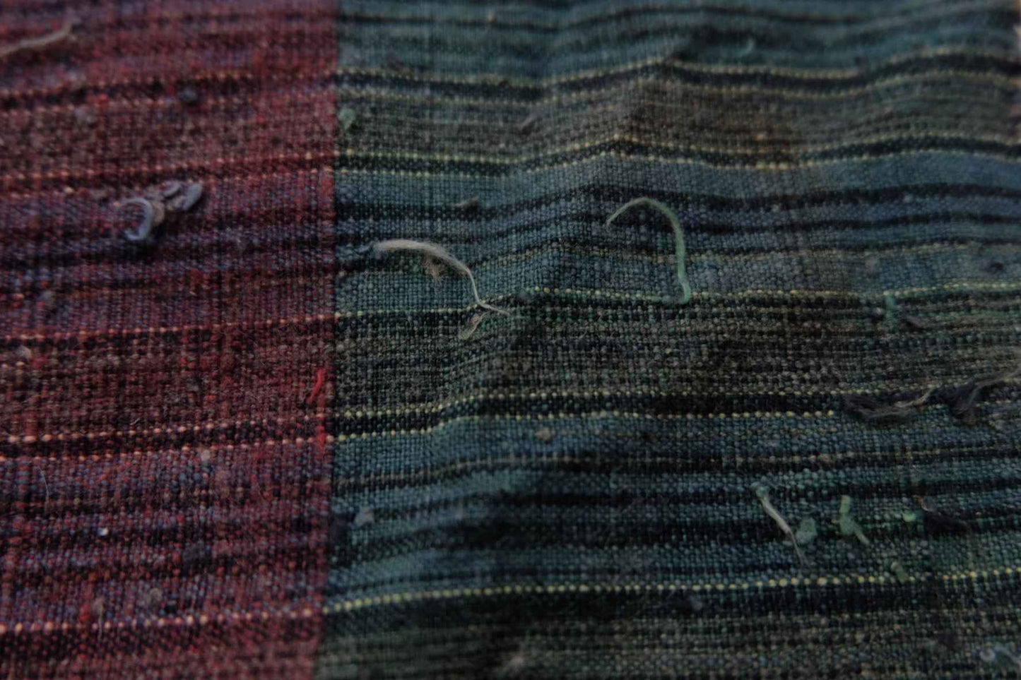 A014 Ash - Blue Check: Plant Ash Dyed Tǔbù with Special Loom's Head - 33cm Width - BUBBO