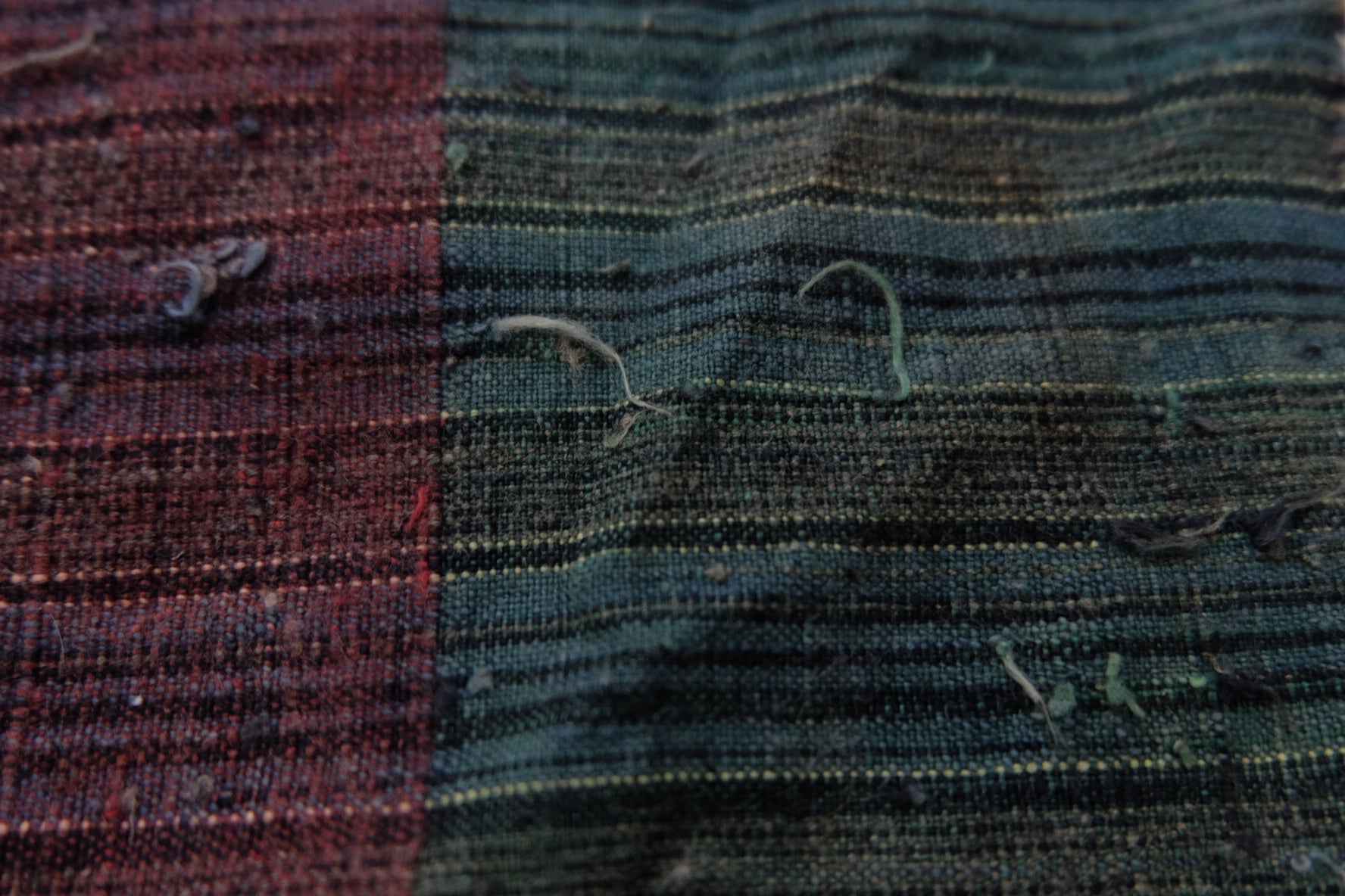 A014 Ash - Blue Check: Plant Ash Dyed Tǔbù with Special Loom's Head - 33cm Width - BUBBO