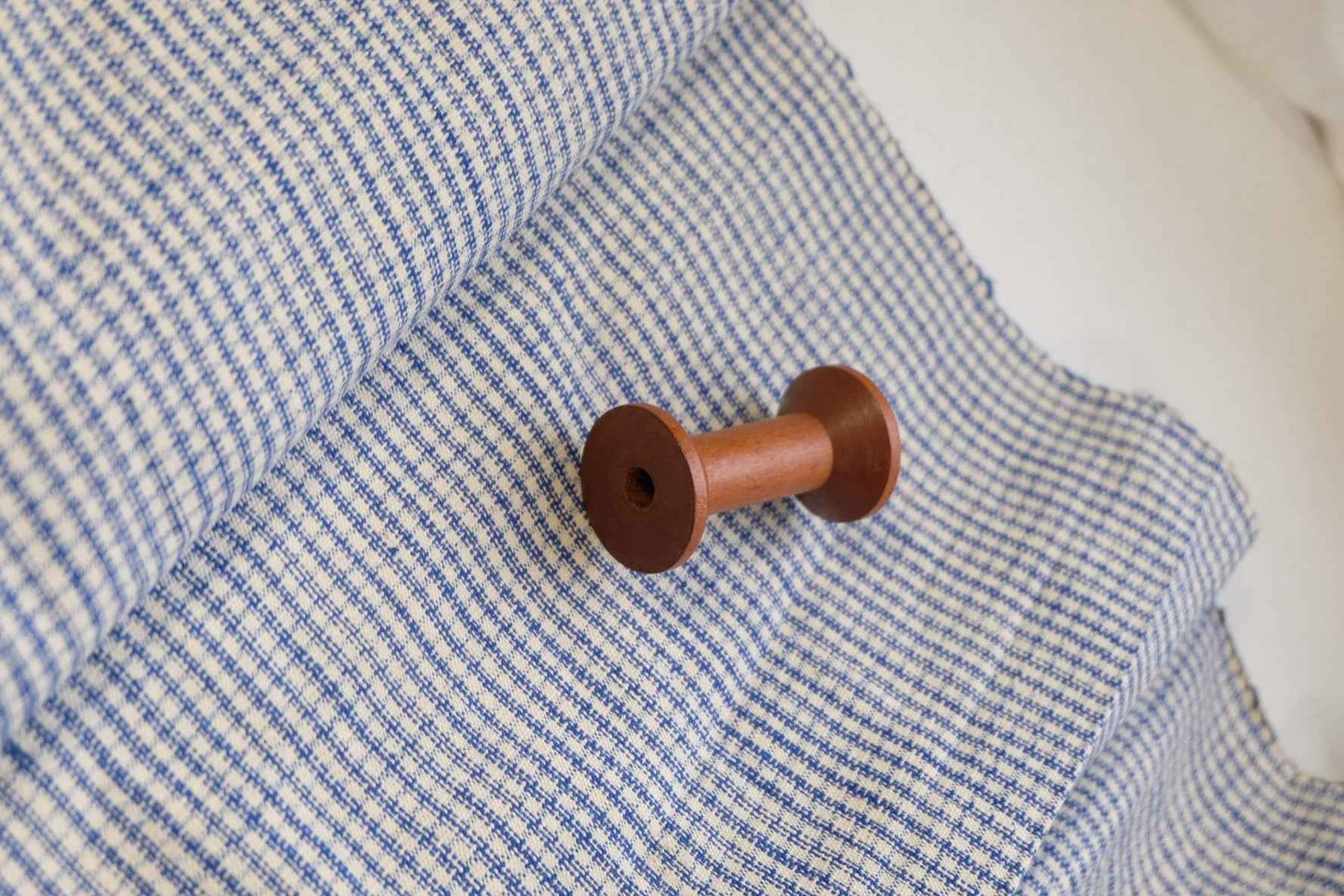 A017 Vintage Indigo Check: White Southern Tǔbù with Natural Patina - 37cm Width | Specially Priced - BUBBO