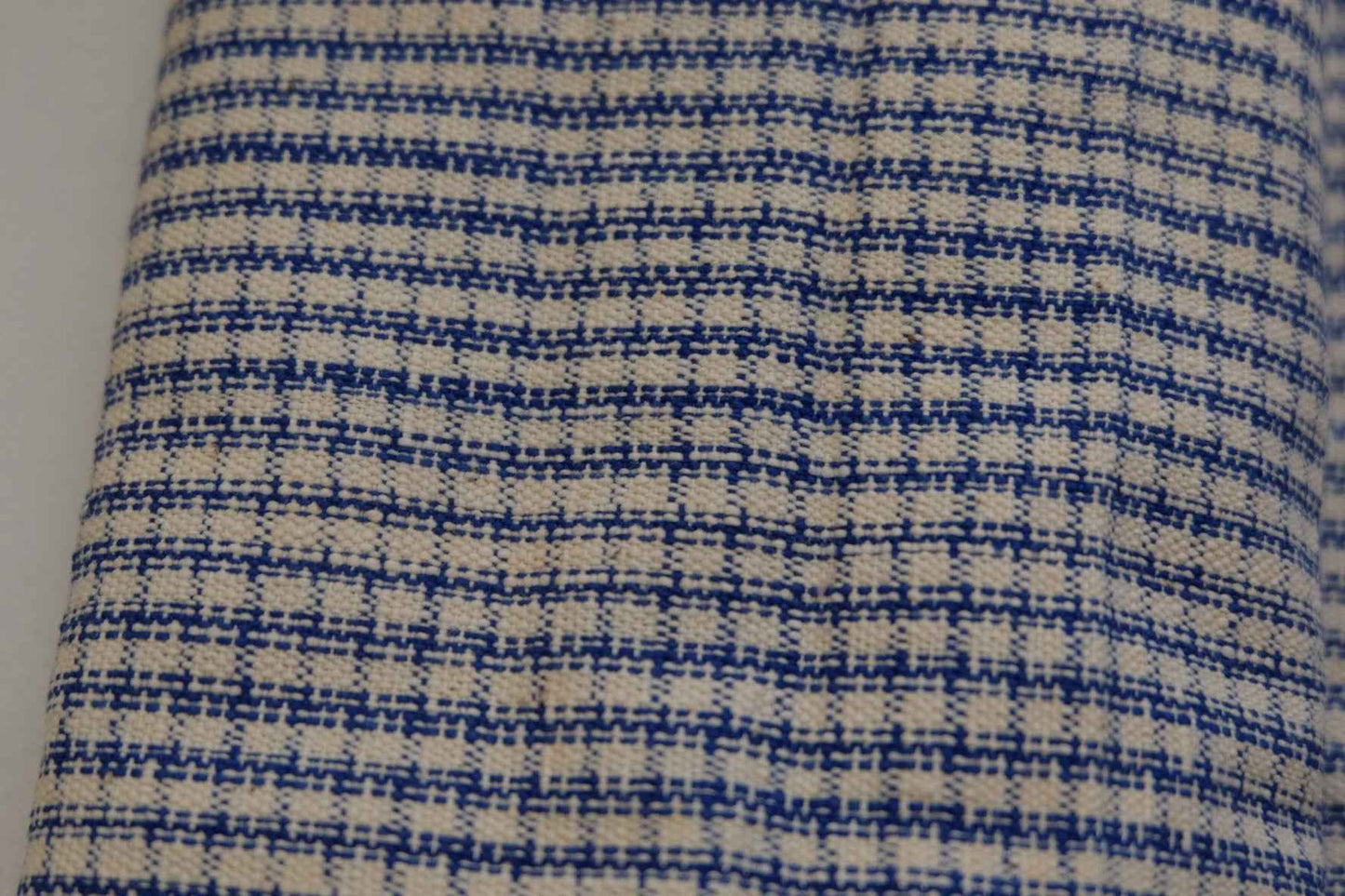 A017 Vintage Indigo Check: White Southern Tǔbù with Natural Patina - 37cm Width | Specially Priced - BUBBO