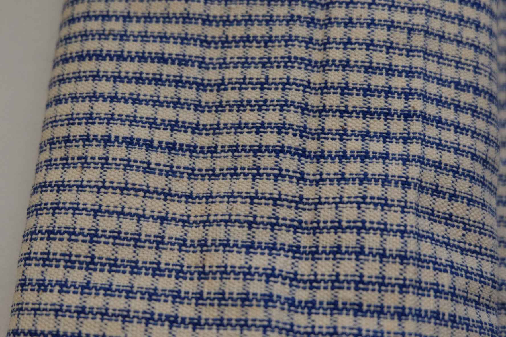 A017 Vintage Indigo Check: White Southern Tǔbù with Natural Patina - 37cm Width | Specially Priced - BUBBO